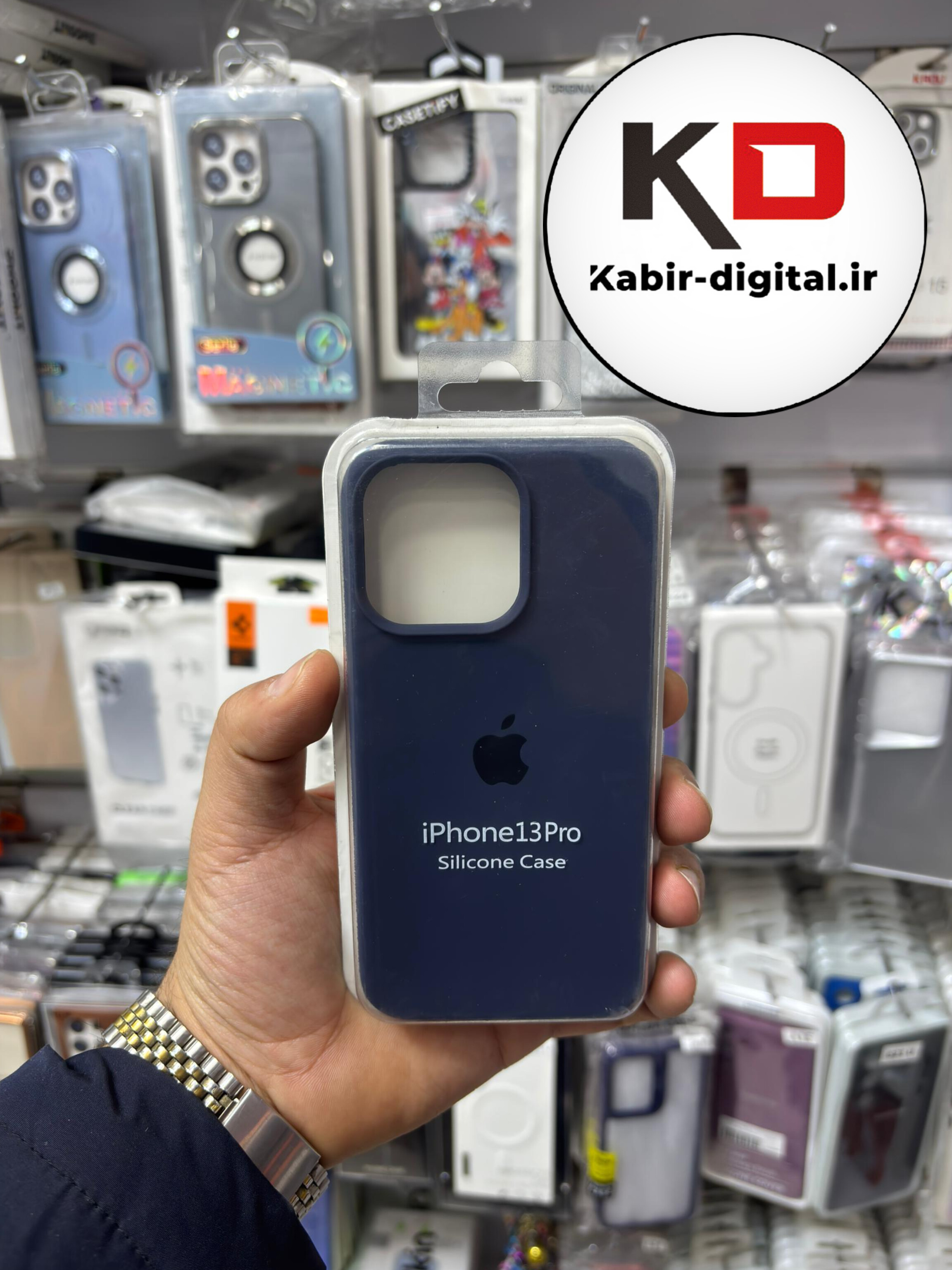 قاب گوشی iPhone 13 Pro آیفون سیلیکونی اورجینال پاک کنی درجه یک زیربسته سرمه ای