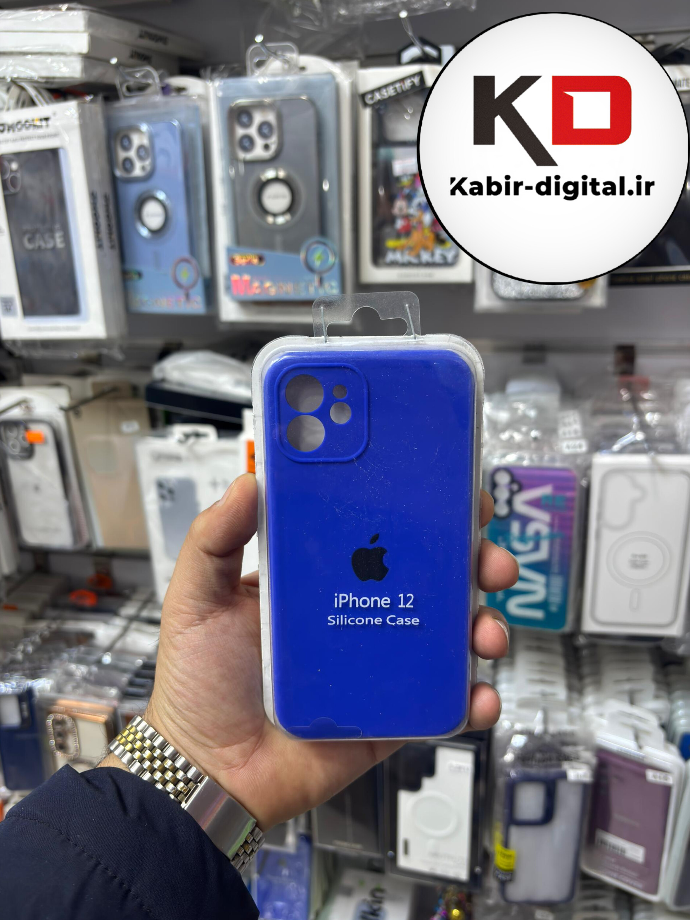 قاب گوشی iPhone 12 /12 Pro آیفون سیلیکونی اورجینال پاک کنی درجه یک زیربسته آبی کاربنی