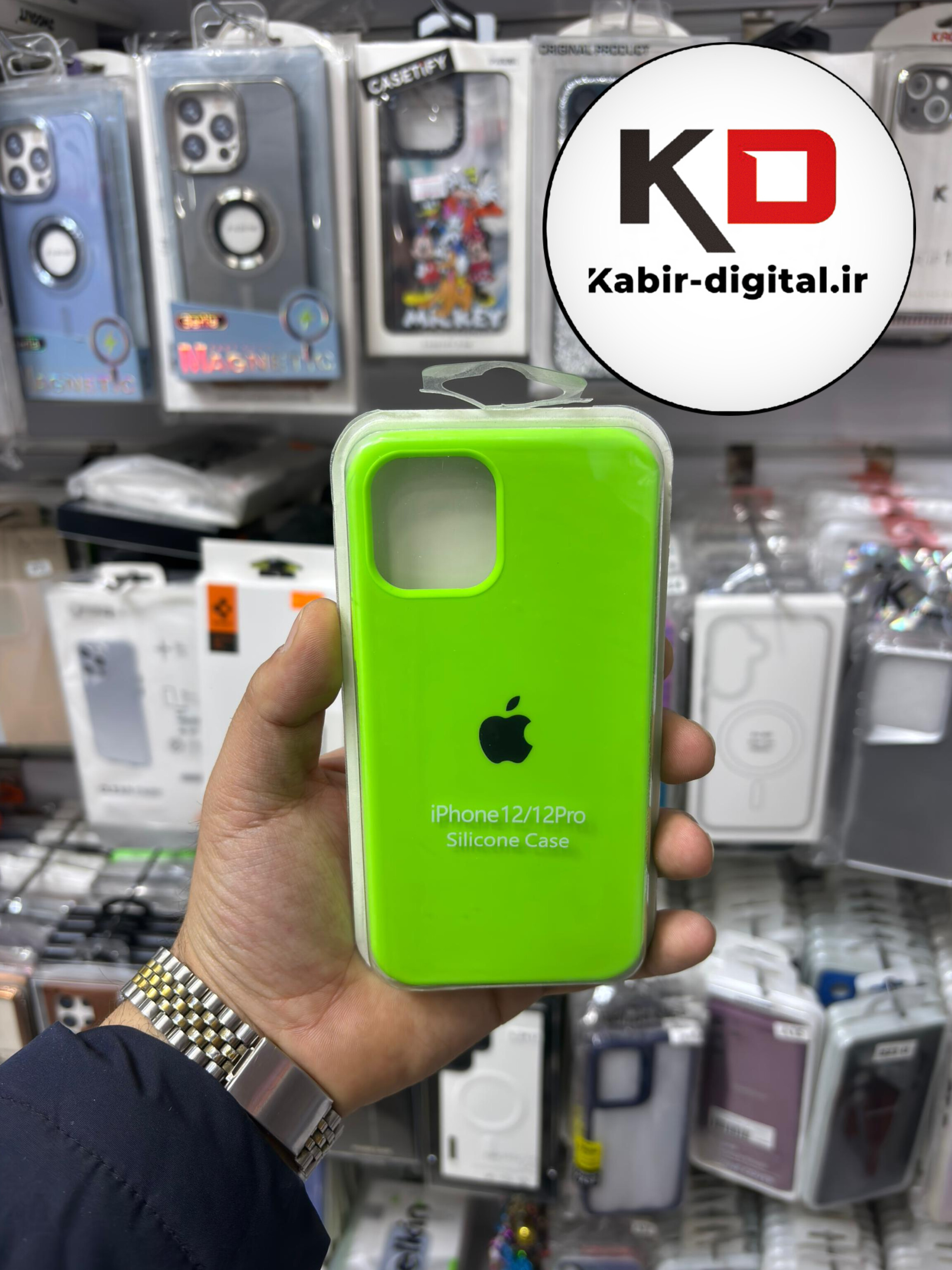 قاب گوشی iPhone 12 /12 Pro آیفون سیلیکونی اورجینال پاک کنی درجه یک زیربسته سبز فسفری