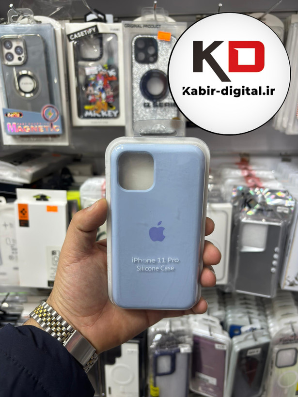 قاب گوشی iPhone 11 Pro آیفون سیلیکونی اورجینال پاک کنی درجه یک زیربسته آبی پاستیلی