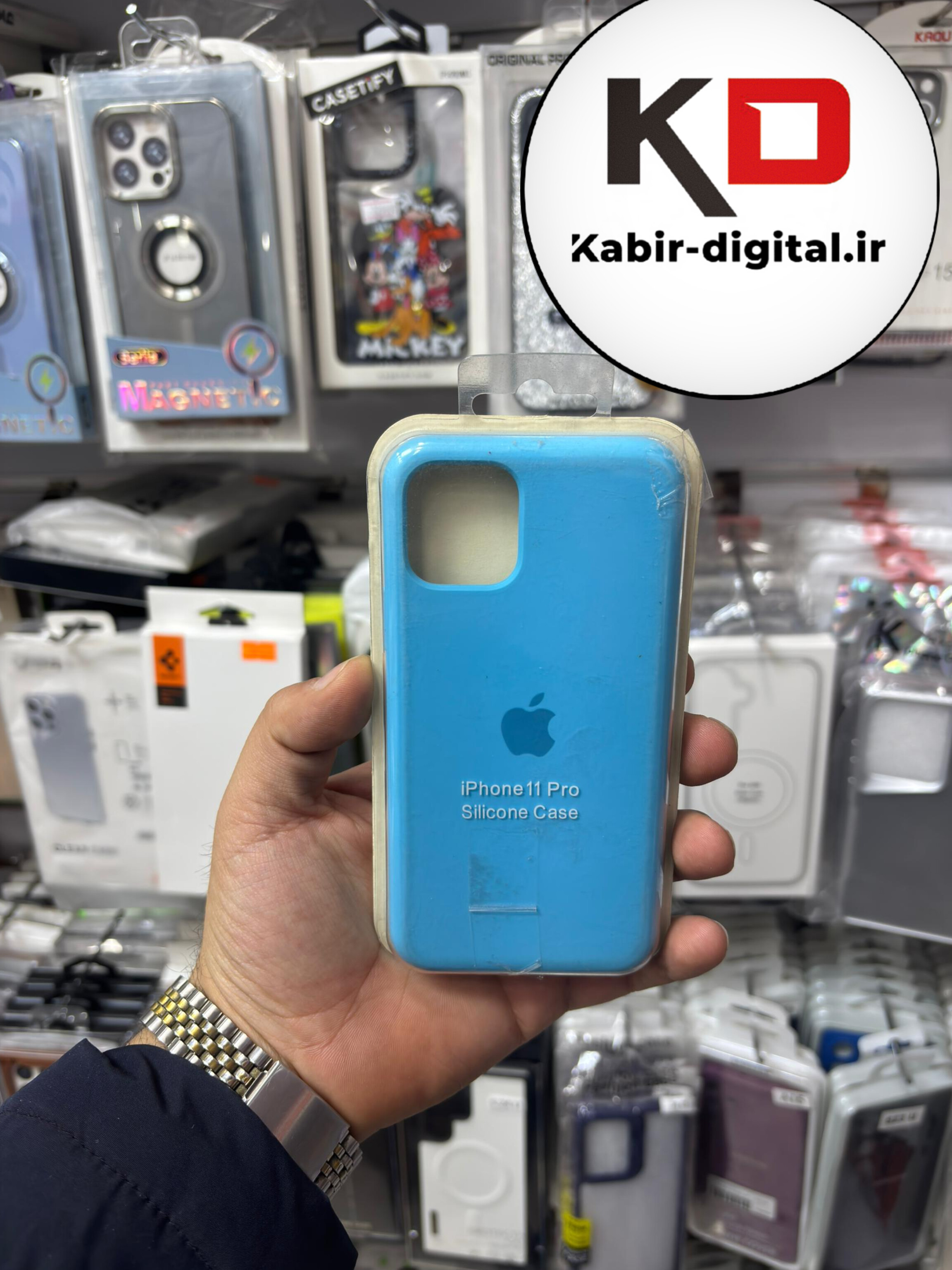 قاب گوشی iPhone 11 Pro آیفون سیلیکونی اورجینال پاک کنی درجه یک زیربسته آبی روشن