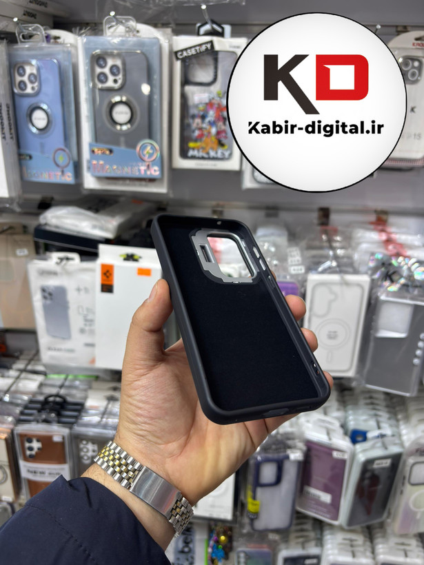 قاب گوشی Galaxy S23 FEسامسونگ سیلیکونی استندشو لوگو دار CYNS CASE مشکی