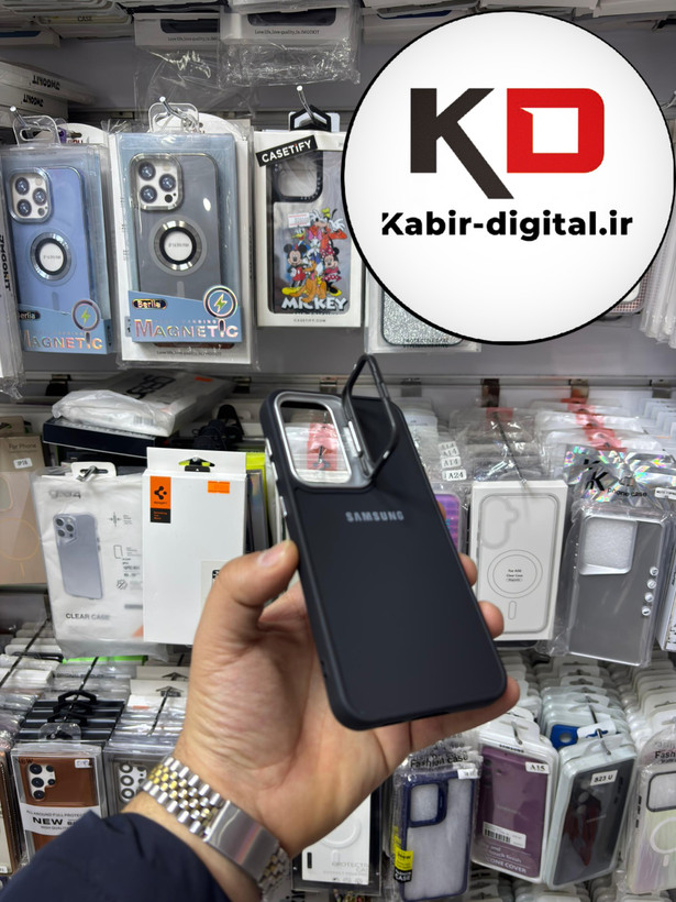 قاب گوشی Galaxy S23 FEسامسونگ سیلیکونی استندشو لوگو دار CYNS CASE مشکی