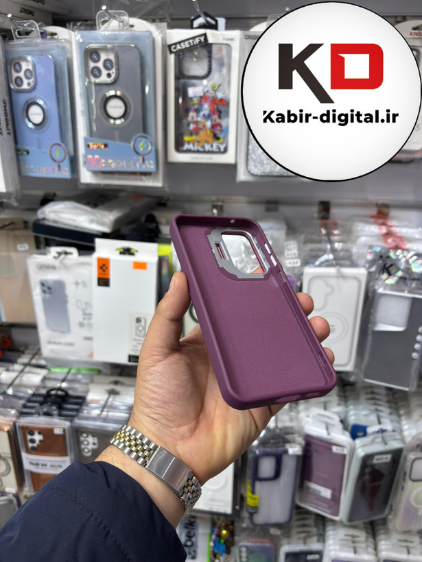 قاب گوشی Galaxy S23 FEسامسونگ سیلیکونی استندشو لوگو دار CYNS CASE FHN بادمجانی