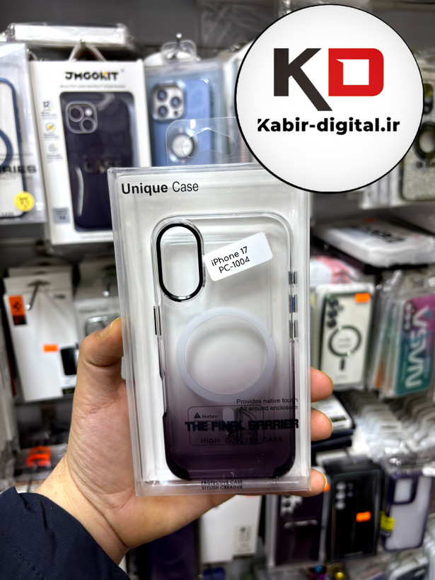 قاب گوشی iPhone 17 آیفون اورجینال مگ سیف Mag safe طرح طلقی شیشه ای دو رنگ