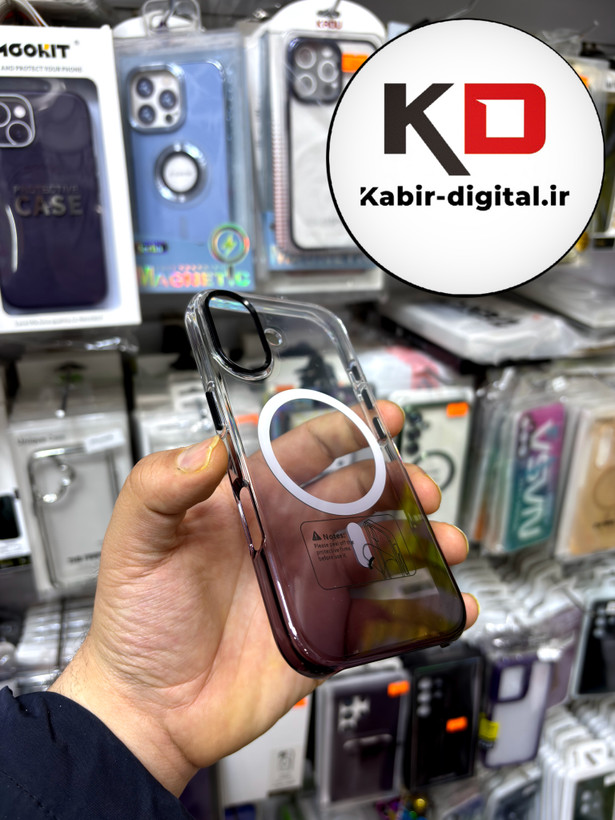 قاب گوشی iPhone 17 آیفون اورجینال مگ سیف Mag safe طرح طلقی شیشه ای دو رنگ
