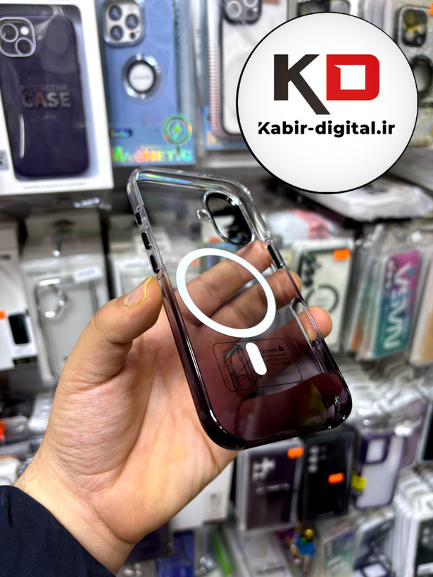 قاب گوشی iPhone 17 آیفون اورجینال مگ سیف Mag safe طرح طلقی شیشه ای دو رنگ
