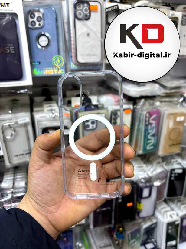 قاب گوشی iPhone 17 آیفون اورجینال مگ سیف Mag safe طرح طلقی شیشه ای شفاف