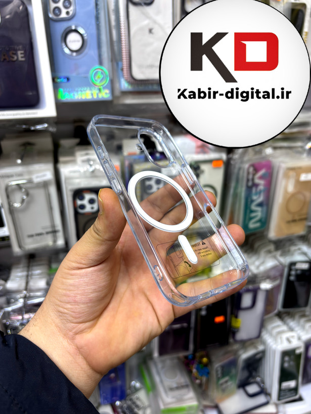 قاب گوشی iPhone 17 آیفون اورجینال مگ سیف Mag safe طرح طلقی شیشه ای شفاف