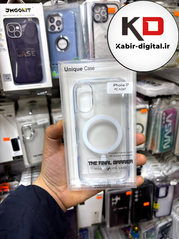 قاب گوشی iPhone 17 آیفون اورجینال مگ سیف Mag safe طرح طلقی شیشه ای شفاف