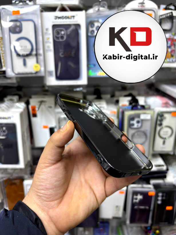 قاب گوشی iPhone 17 آیفون Leather Case مگ سیف Magsafe Silver اورجینال چرم محافظ لنز دار شیشه ای مشکی