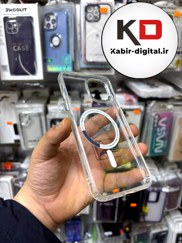 قاب گوشی iPhone 11 Pro Max آیفون اورجینال بلکین belkin طرح طلقی شیشه ای شفاف لنز کرومی مگ سیف دار