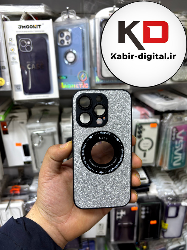 قاب گوشی iPhone 14 Pro آیفون اورجینال محافظ لنزدار شیشه ای شاین طوسی