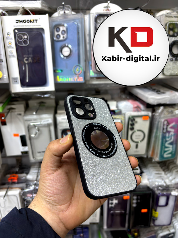 قاب گوشی iPhone 14 Pro آیفون اورجینال محافظ لنزدار شیشه ای شاین طوسی