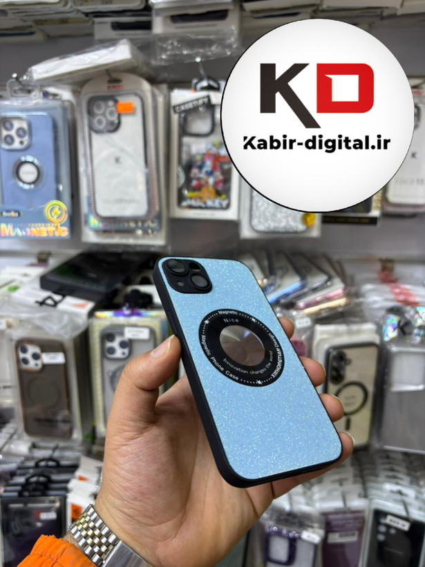 قاب گوشی iPhone 13/14 آیفون اورجینال محافظ لنزدار شیشه ای شاین آبی