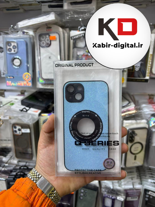 قاب گوشی iPhone 13/14 آیفون اورجینال محافظ لنزدار شیشه ای شاین آبی