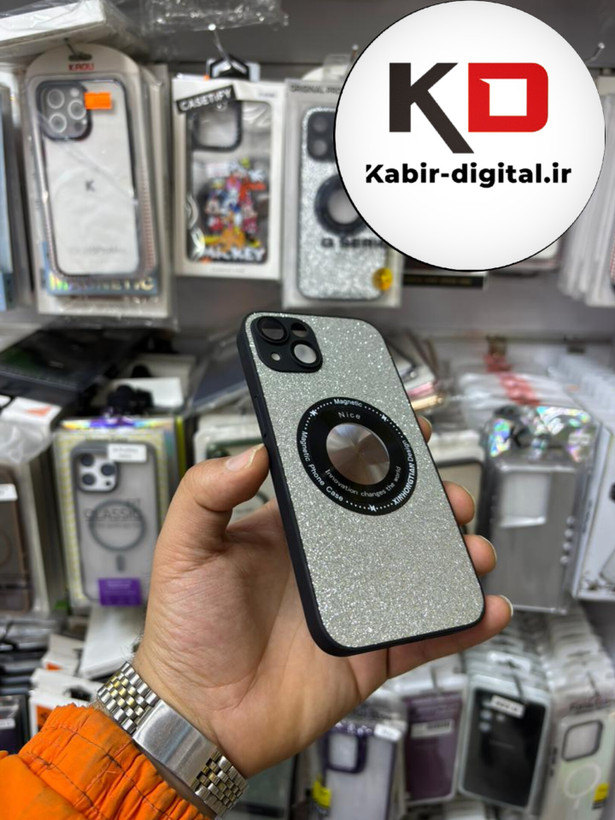 قاب گوشی iPhone 13/14 آیفون اورجینال محافظ لنزدار شیشه ای شاین طوسی