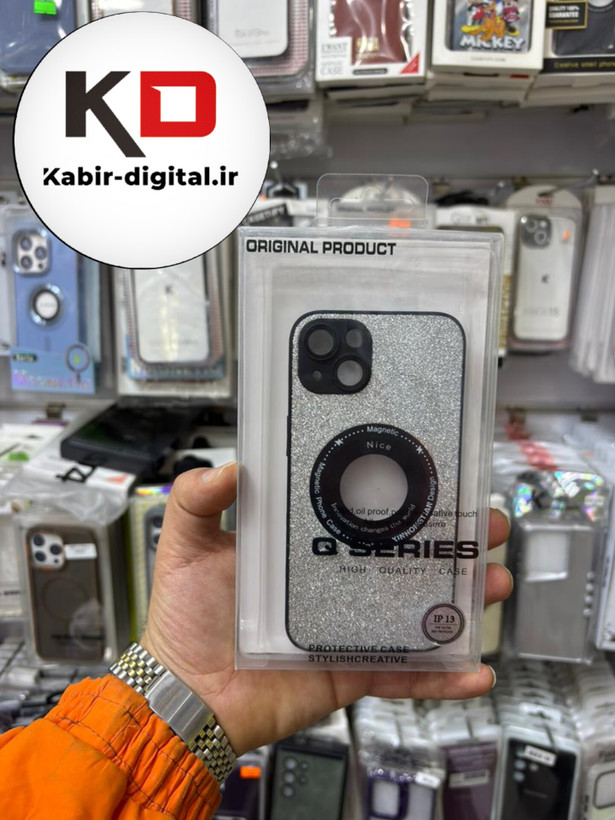 قاب گوشی iPhone 13/14 آیفون اورجینال محافظ لنزدار شیشه ای شاین طوسی