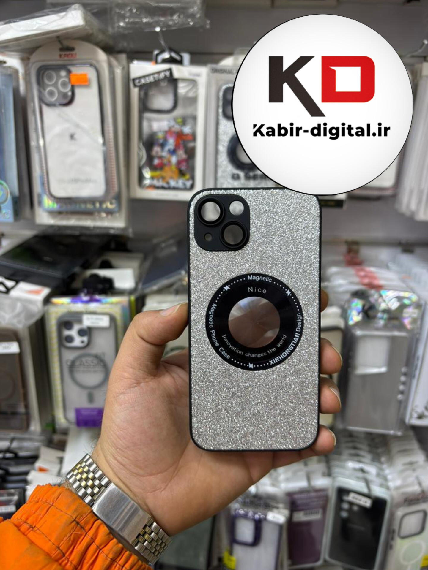 قاب گوشی iPhone 13/14 آیفون اورجینال محافظ لنزدار شیشه ای شاین طوسی