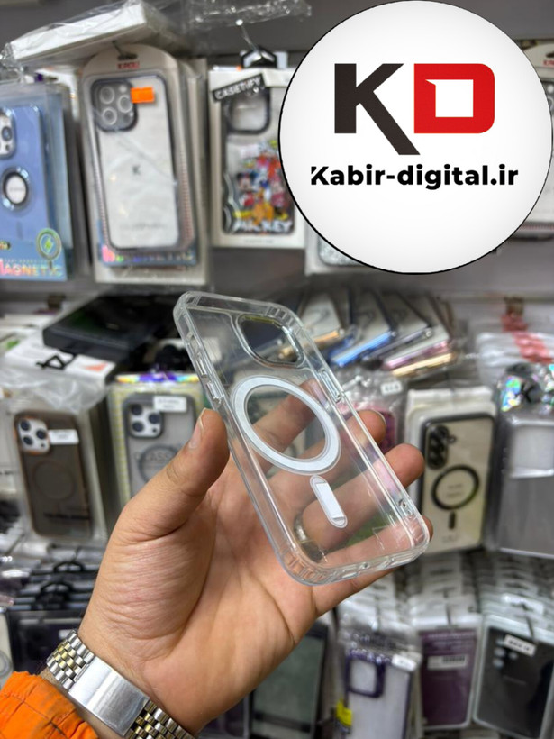 قاب گوشی iPhone 13 آیفون اورجینال بلکین belkin طرح طلقی شیشه ای شفاف لنز کرومی مگ سیف دار