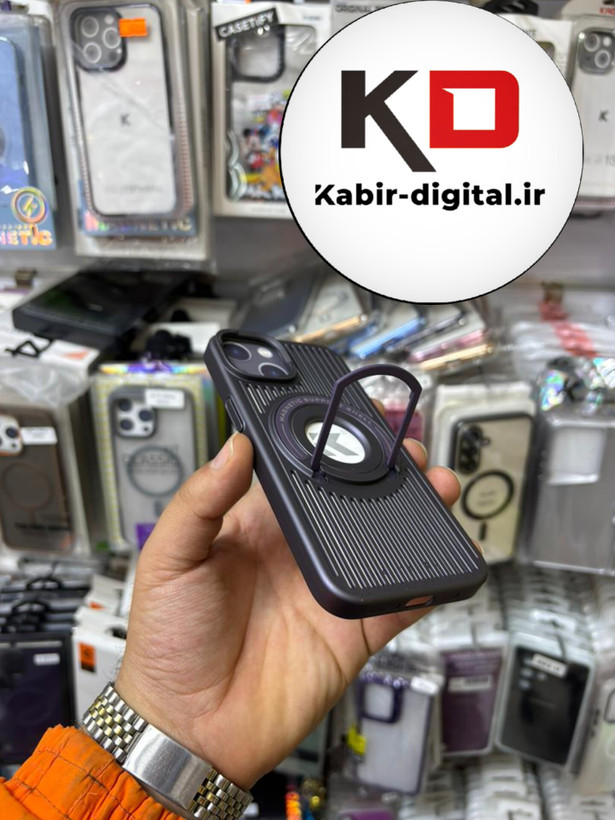 قاب گوشی iPhone 13 آیفون Magnetic Suppot Shel مگ سیف Magsafe اورجینال استد شو بنفش تیره