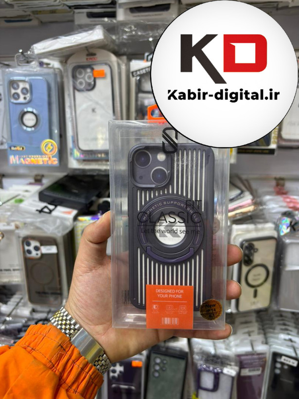 قاب گوشی iPhone 13 آیفون Magnetic Suppot Shel مگ سیف Magsafe اورجینال استد شو بنفش تیره