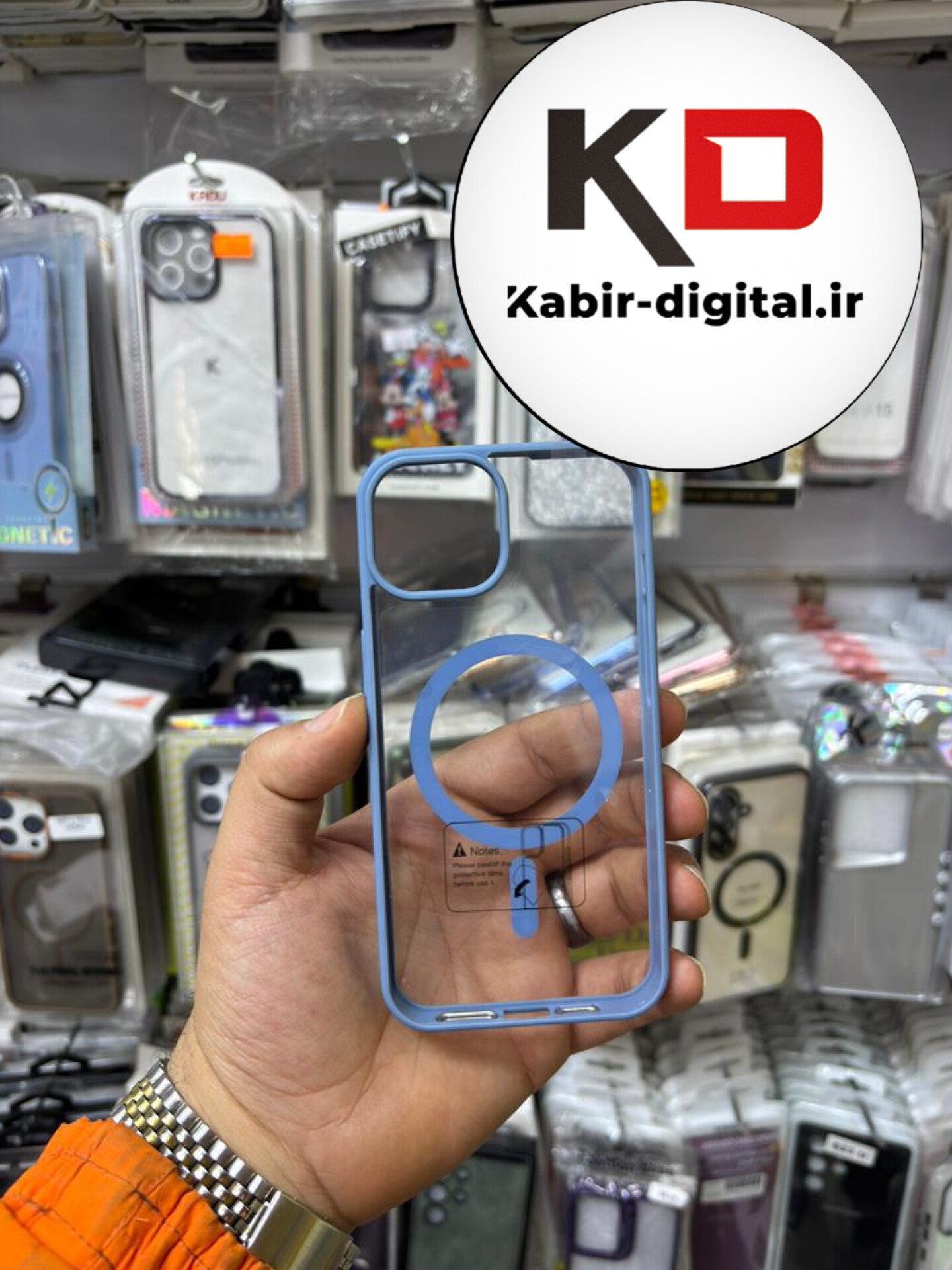 قاب گوشی iPhone 13 آیفون اورجینال Spigen شفاف مگ سیف Magsafe اورجینال آبی