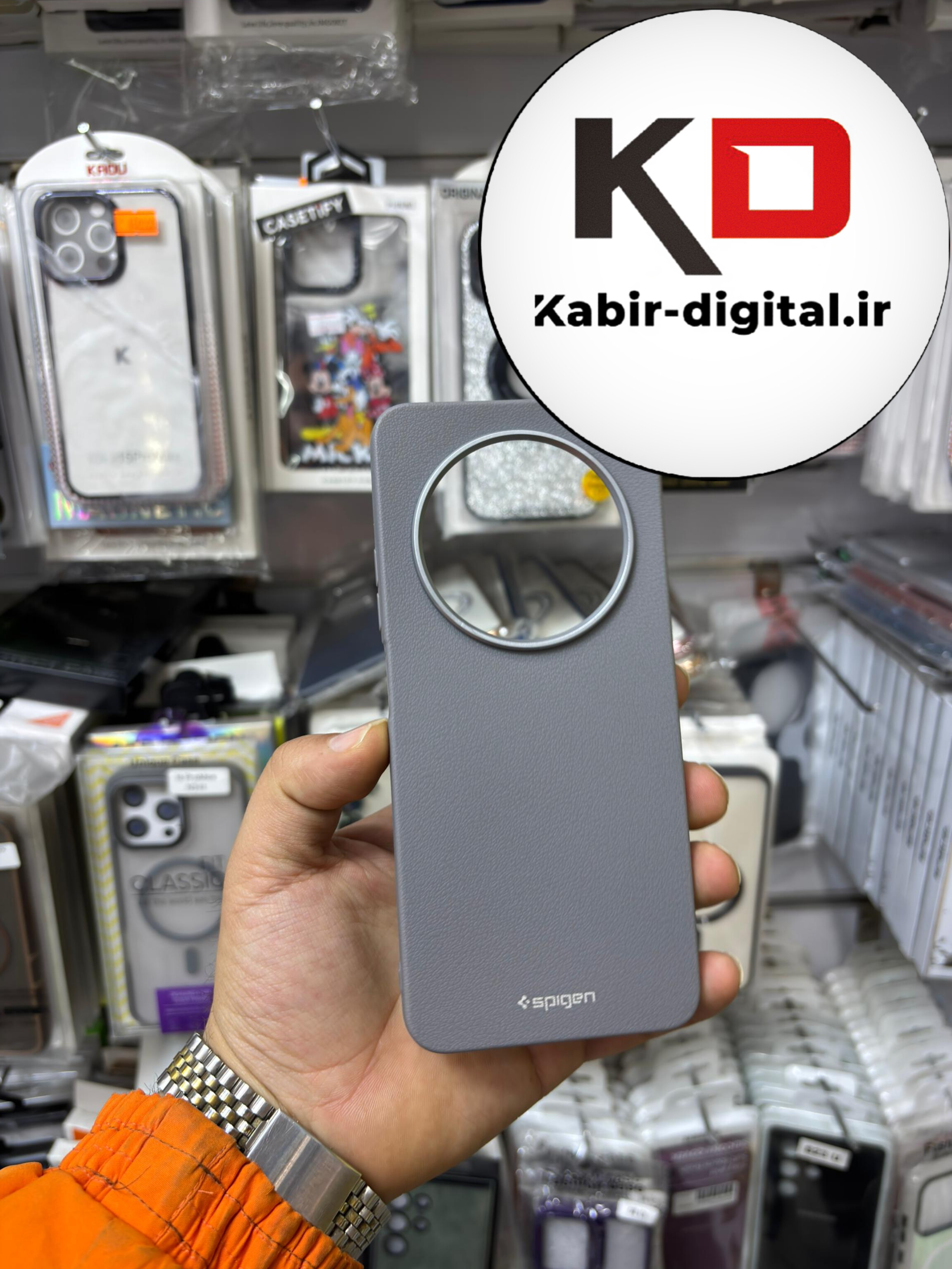 قاب گوشی Redmi 14C / Poco C75 / Redmi A4 شیائومی لدر دیزاین SOFT Lether Design سیلیکونی SPIGEN اسپیگن طرح چرم طوسی