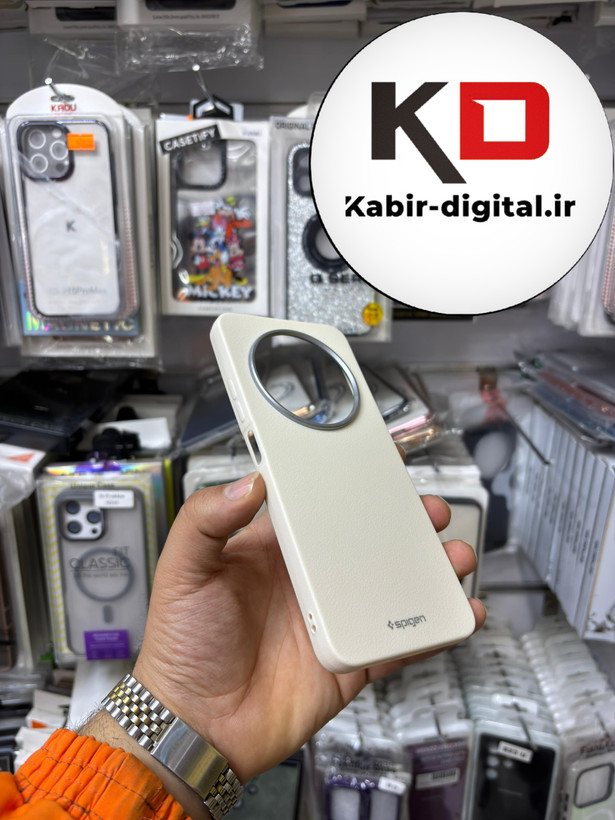 قاب گوشی Redmi 14C / Poco C75 / Redmi A4 شیائومی لدر دیزاین SOFT Lether Design سیلیکونی SPIGEN اسپیگن طرح چرم کرم