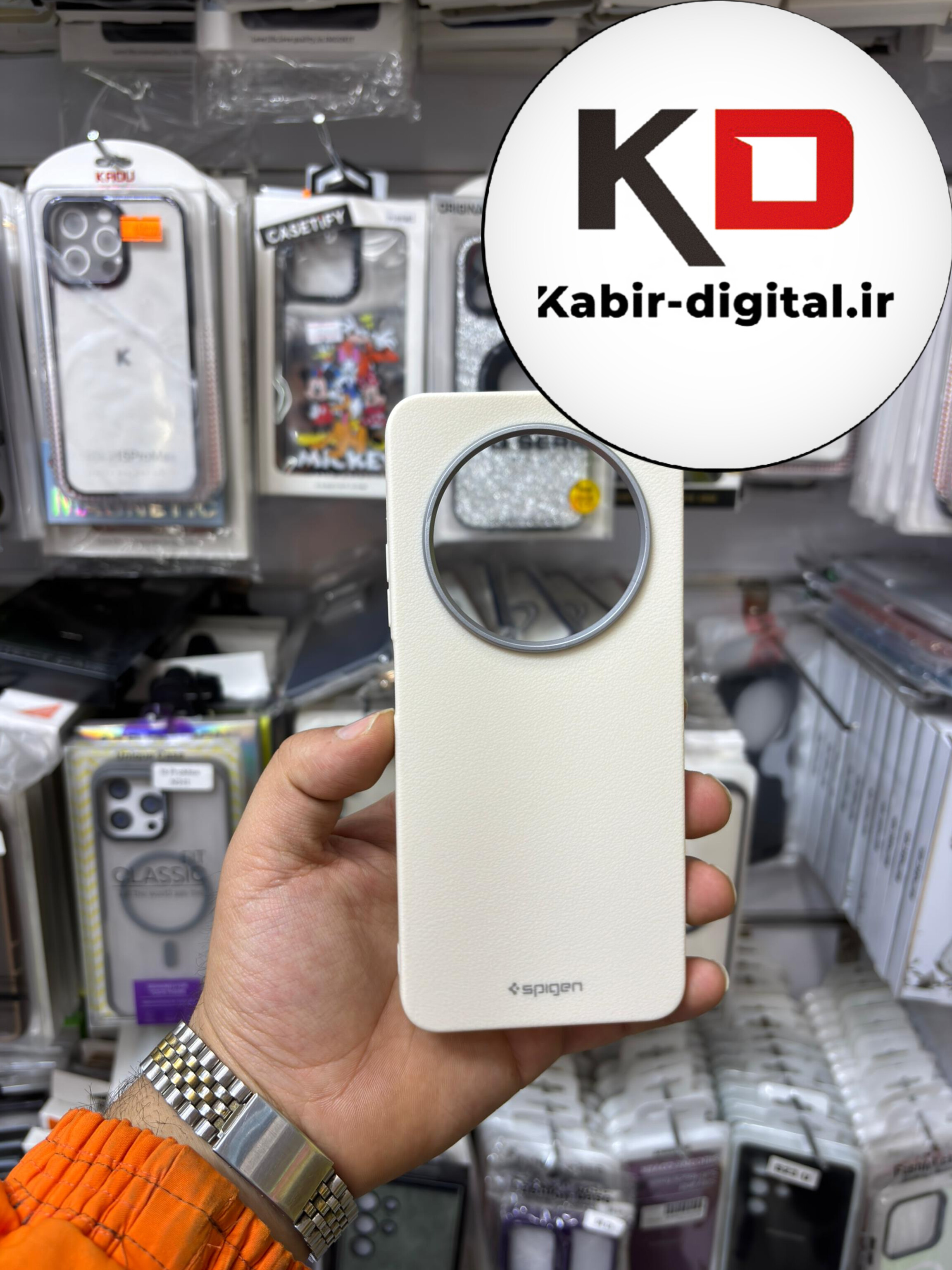 قاب گوشی Redmi 14C / Poco C75 / Redmi A4 شیائومی لدر دیزاین SOFT Lether Design سیلیکونی SPIGEN اسپیگن طرح چرم کرم
