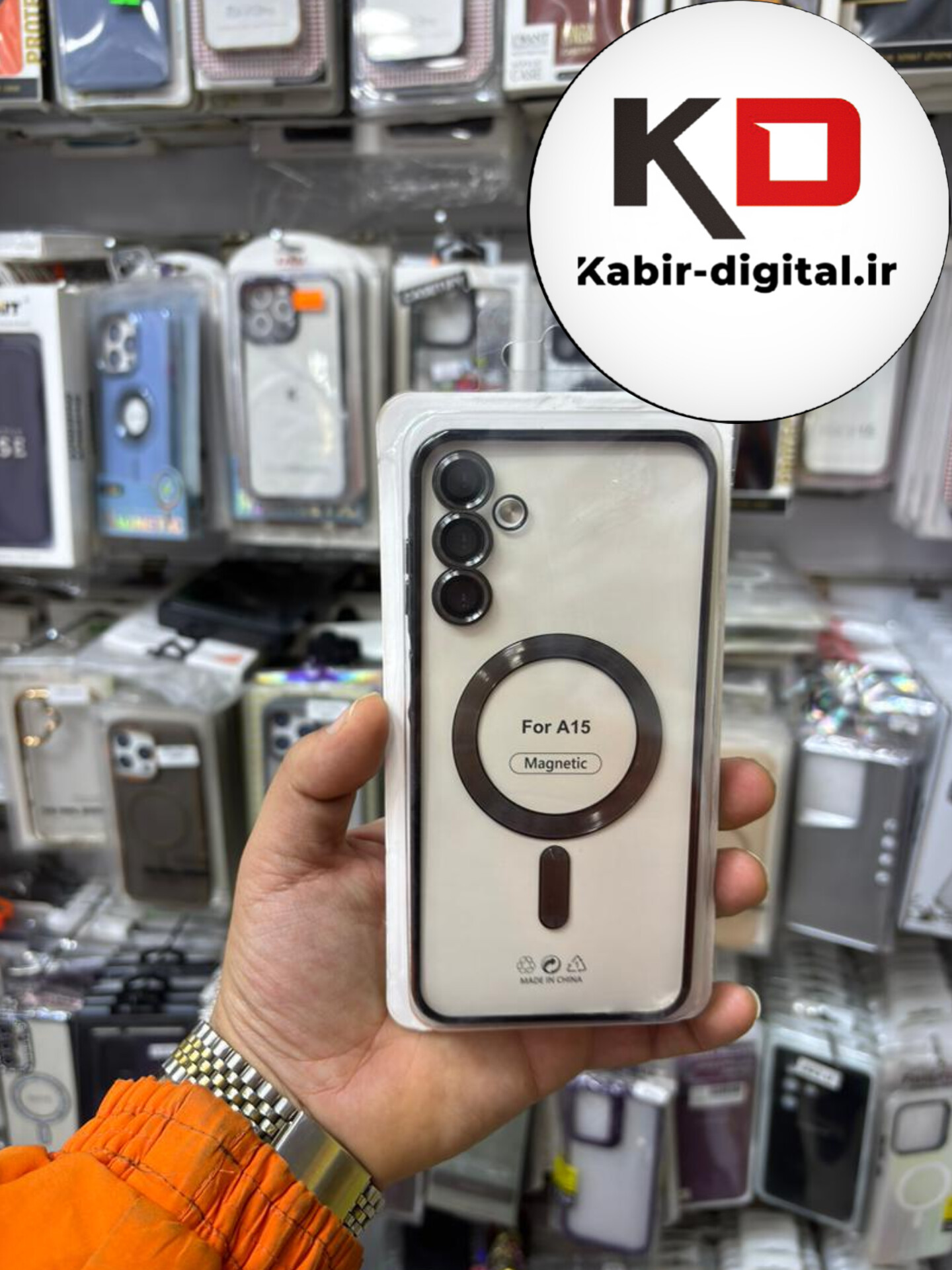 قاب گوشی Galaxy A15 سامسونگ الکتروپلیتینگ ژله ای شفاف اورجینال طرح مگ سیف محافظ لنز دار مشکی