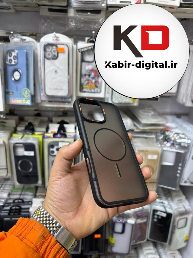 قاب گوشی iPhone 16 Pro Max آیفون پشت مات PC مگ سیف دار اصلی درجه یک یونیک کیس Unique Case اورجینال دور سیلیکونی مشکی