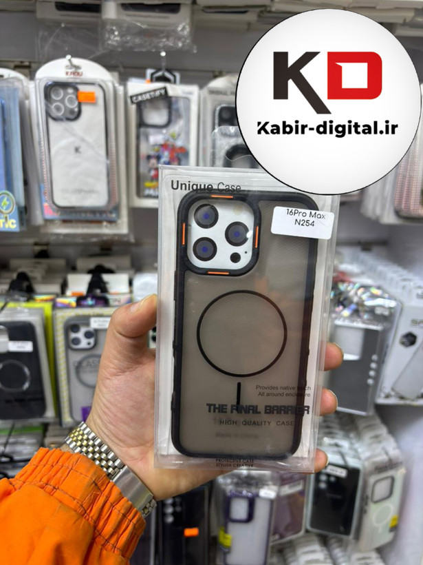قاب گوشی iPhone 16 Pro Max آیفون پشت مات PC مگ سیف دار اصلی درجه یک یونیک کیس Unique Case اورجینال دور سیلیکونی مشکی