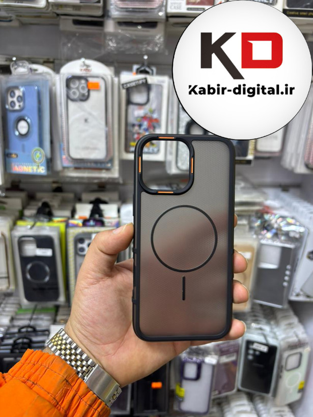 قاب گوشی iPhone 16 Pro Max آیفون پشت مات PC مگ سیف دار اصلی درجه یک یونیک کیس Unique Case اورجینال دور سیلیکونی مشکی