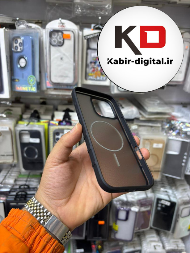 قاب گوشی iPhone 16 Pro Max آیفون پشت مات PC مگ سیف دار اصلی درجه یک یونیک کیس Unique Case اورجینال دور سیلیکونی مشکی