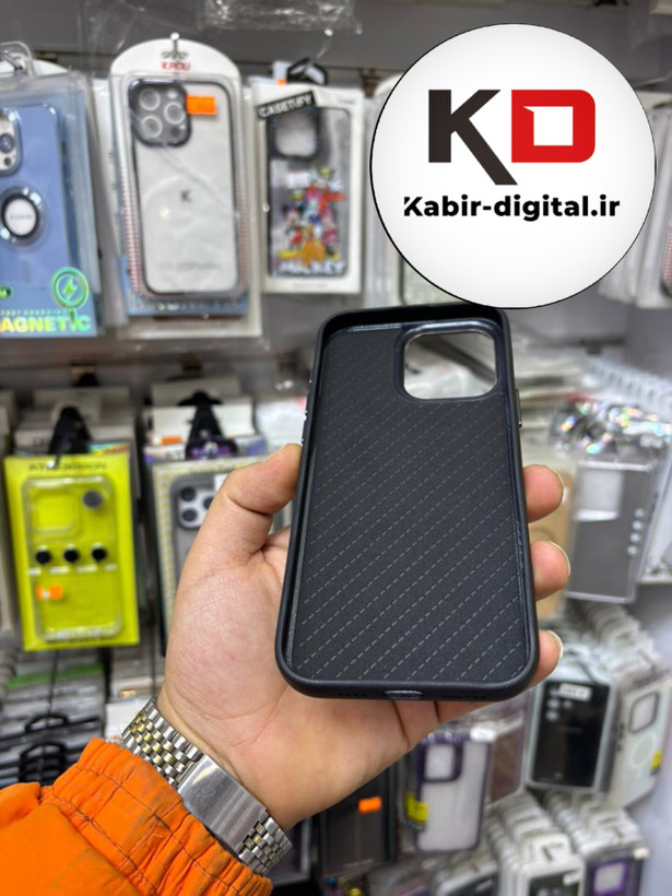 قاب گوشی iPhone 16 Pro Max آیفون لاکچری چرمی HARD مگ سیف دار مشکی