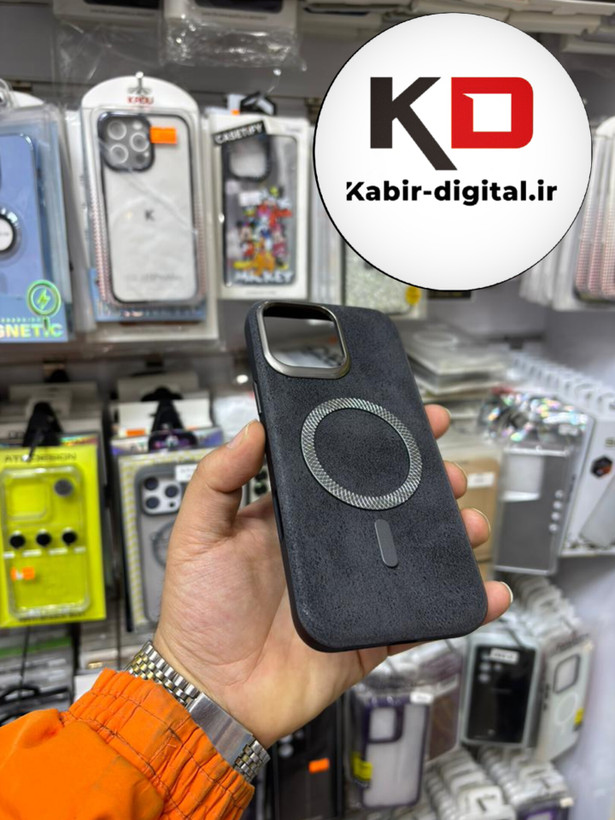 قاب گوشی iPhone 16 Pro Max آیفون لاکچری چرمی HARD مگ سیف دار مشکی