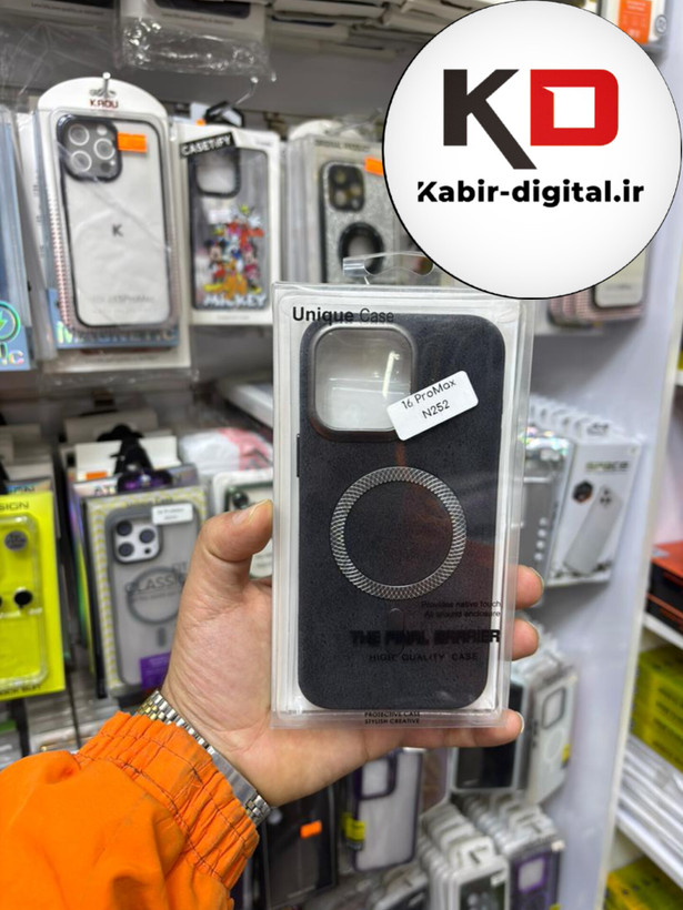 قاب گوشی iPhone 16 Pro Max آیفون لاکچری چرمی HARD مگ سیف دار مشکی