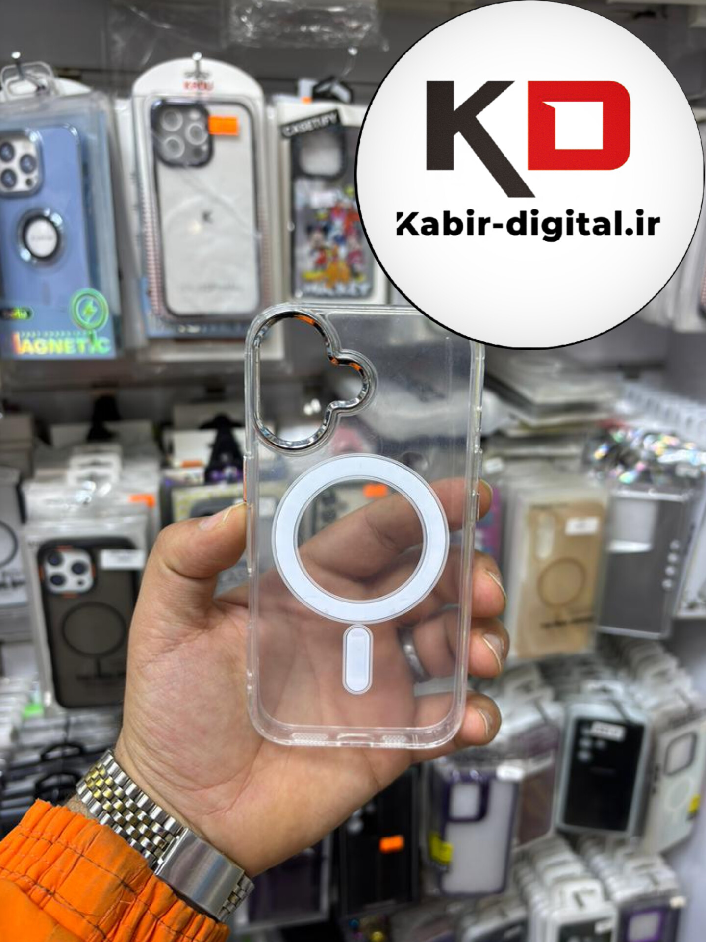 قاب گوشی iPhone 16 آیفون اورجینال بلکین belkin طرح طلقی شیشه ای شفاف لنز کرومی مگ سیف دار