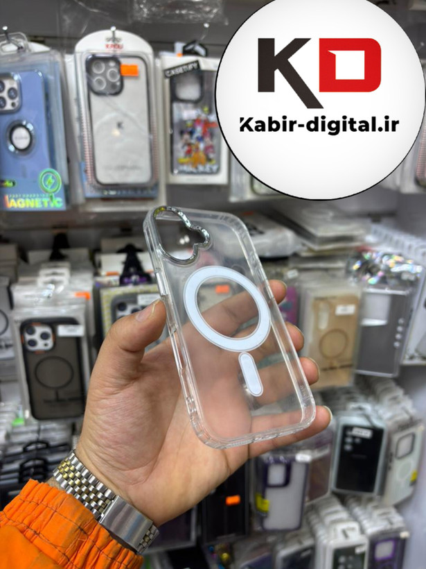 قاب گوشی iPhone 16 آیفون اورجینال بلکین belkin طرح طلقی شیشه ای شفاف لنز کرومی مگ سیف دار