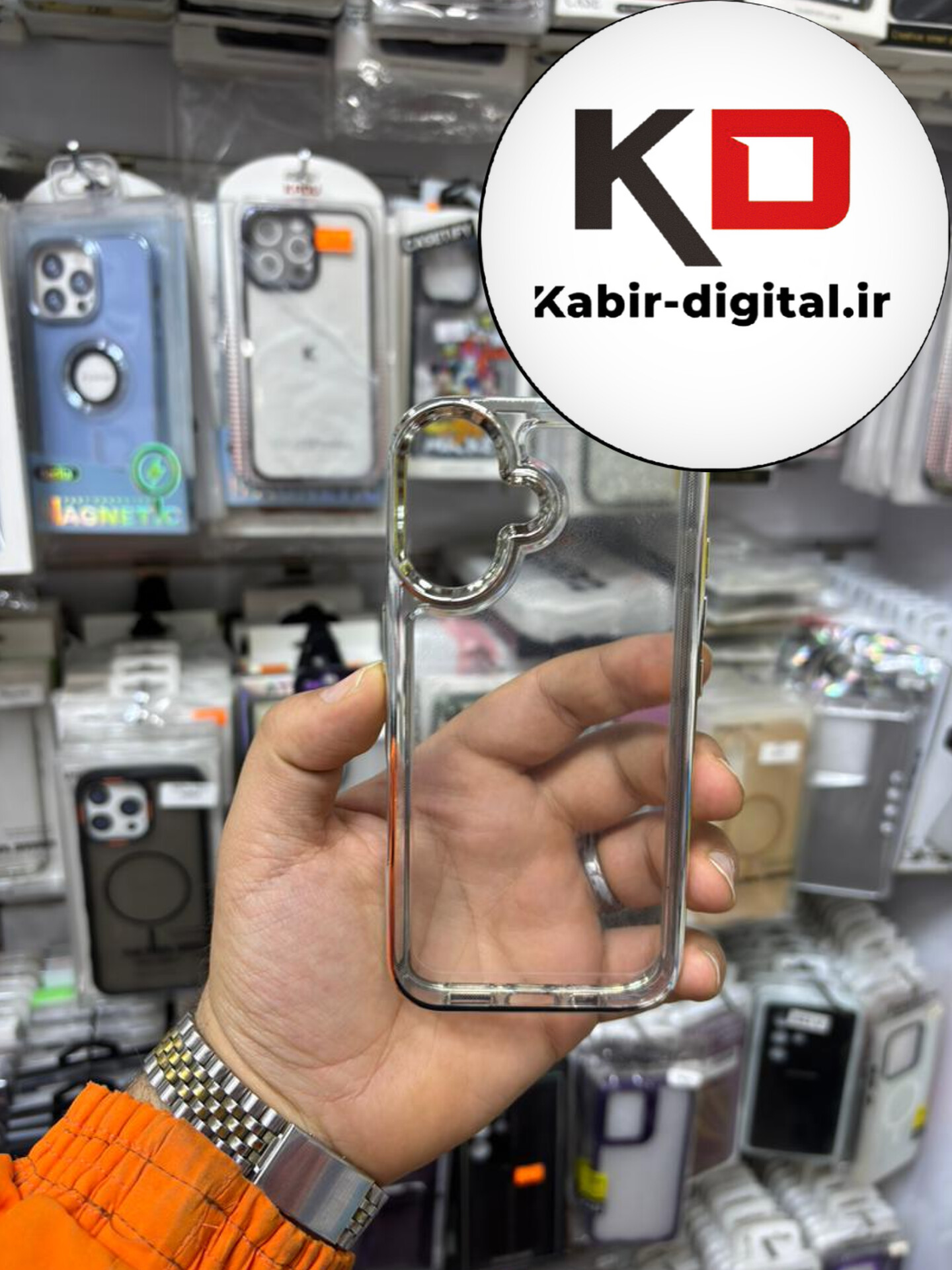 قاب گوشی iPhone 16 آیفون طرح پشت طلق شیشه ای شفاف اورجینال برند نقره ایی