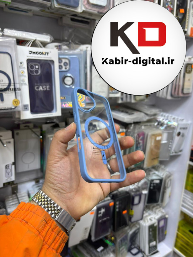 قاب گوشی iPhone 16 آیفون اورجینال Spigen شفاف مگ سیف Magsafe اورجینال آبی