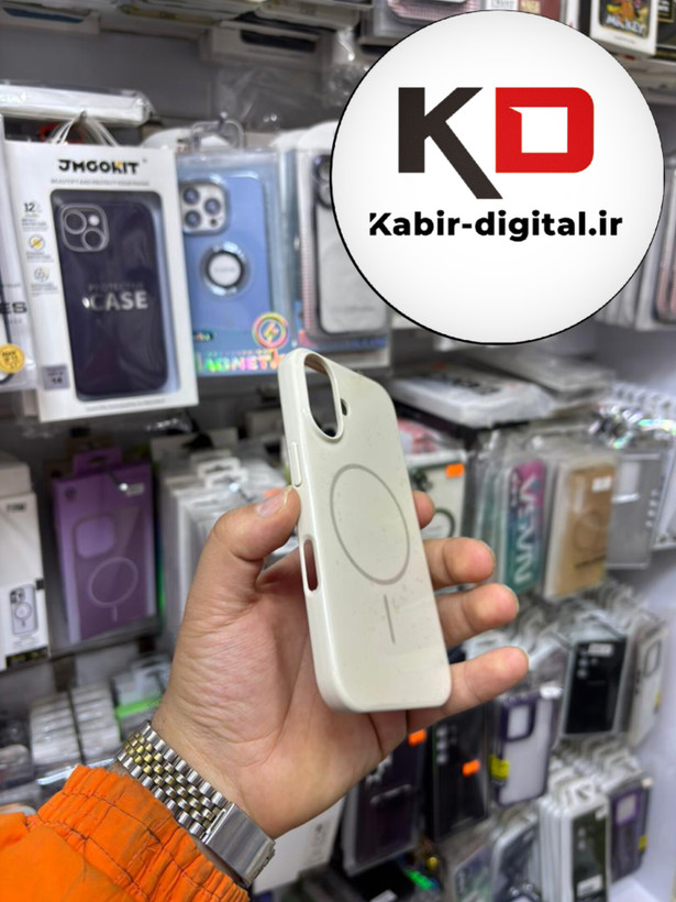 قاب گوشی iPhone 16 آیفون سیلیکونی Metalic اکلیلی مگ سیف Magsafe اورجینال محافظ لنز دار شیری