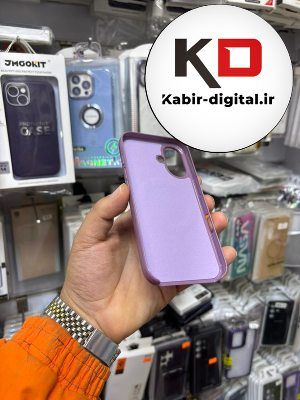 قاب گوشی iPhone 16 آیفون سیلیکونی Metalic اکلیلی مگ سیف Magsafe اورجینال محافظ لنز دار بنفش