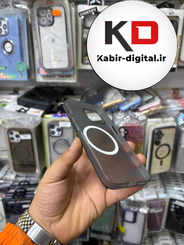 قاب گوشی iPhone 13 / iPhone 14 آیفون اسپرت Magsafe مگ سیف دار اورجینال کرکره ای برجسته نقره ای