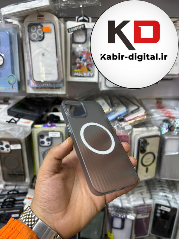 قاب گوشی iPhone 13 / iPhone 14 آیفون اسپرت Magsafe مگ سیف دار اورجینال کرکره ای برجسته نقره ای