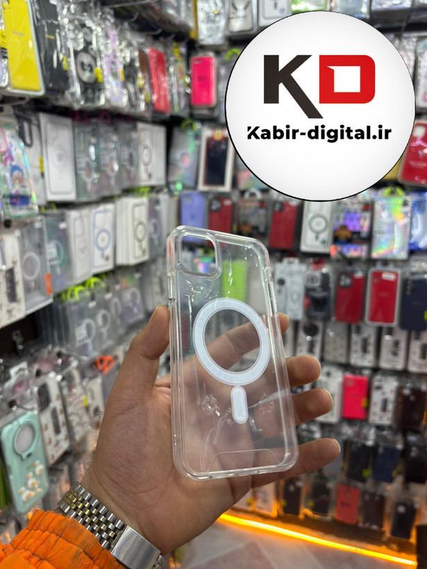 قاب گوشی iPhone 11 pro max آیفون اورجینال طرح طلقی شیشه ای شفاف مگ سیف دار