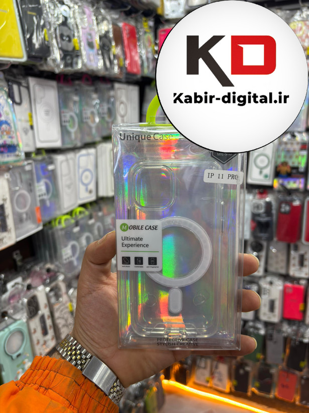 قاب گوشی iPhone 11 pro آیفون اورجینال طرح طلقی شیشه ای شفاف مگ سیف دار