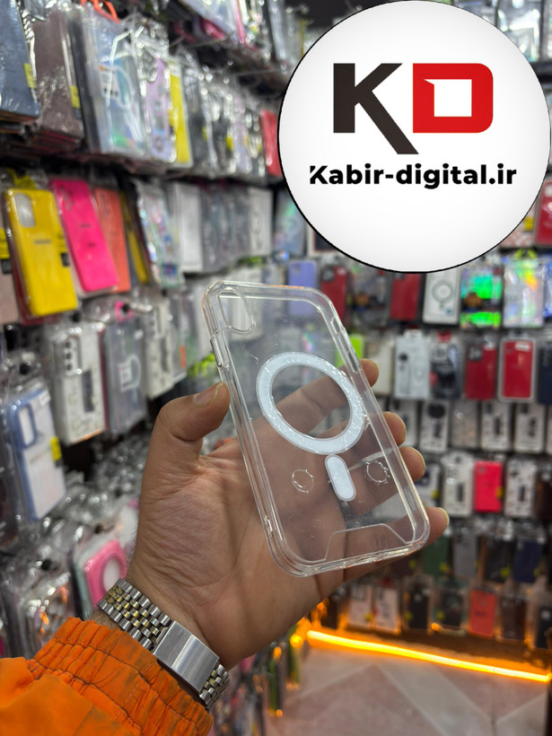 قاب گوشی iPhone XR آیفون اورجینال طرح طلقی شیشه ای شفاف مگ سیف دار