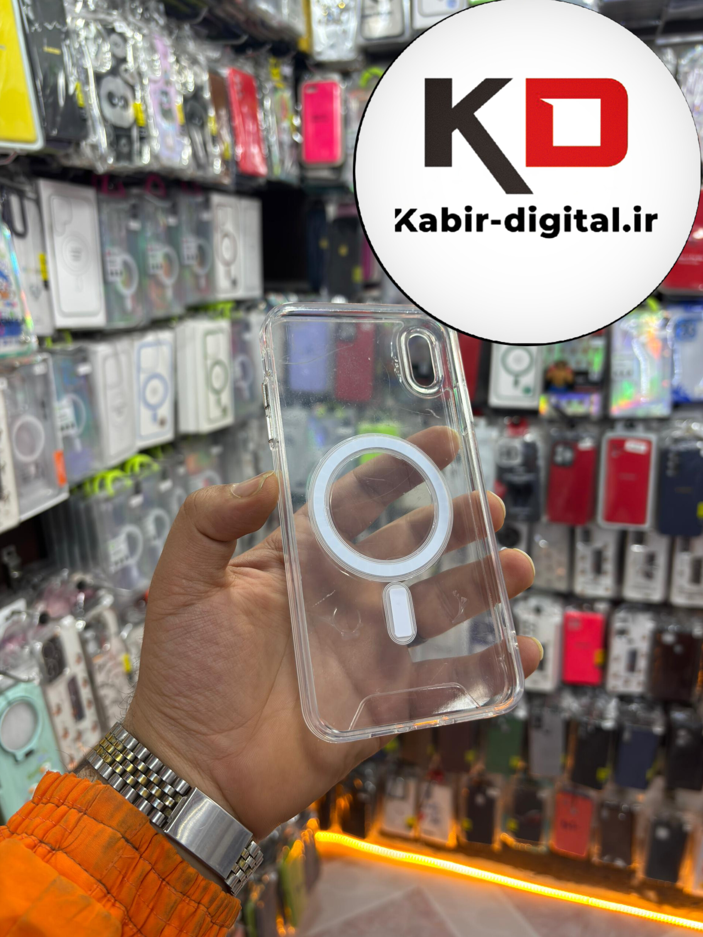 قاب گوشی iPhone XS / X آیفون اورجینال طرح طلقی شیشه ای شفاف مگ سیف دار